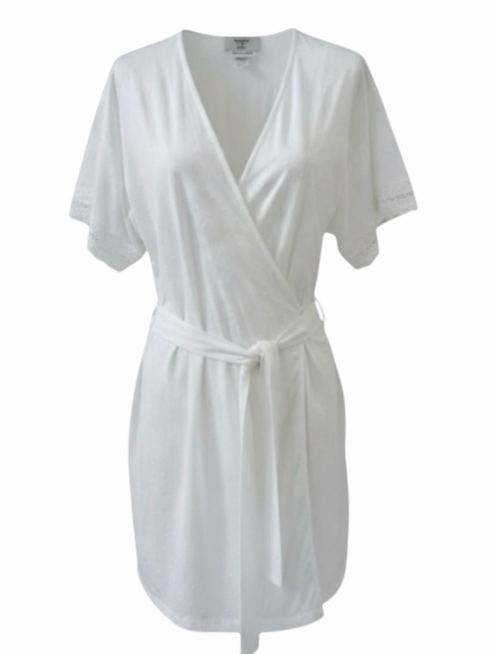 Valentino Intimo White Short Sleeve Robe with Lace Detail Size Medium